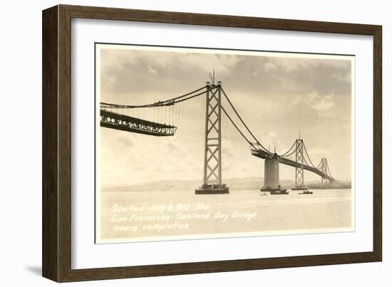 Bay Bridge under Construction-null-Framed Premium Giclee Print