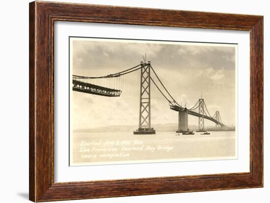 Bay Bridge under Construction-null-Framed Premium Giclee Print