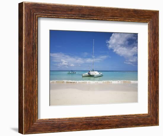 Bay Islands, Roatan, West Bay, Man Reading Book on Catamaran, Honduras-Jane Sweeney-Framed Photographic Print