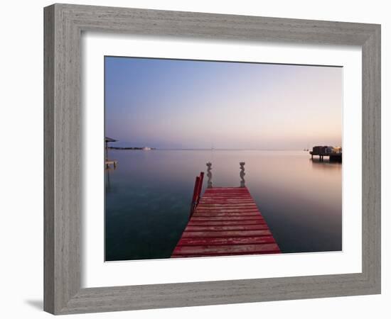 Bay Islands, Utila, Red Jetty at Sunset, Honduras-Jane Sweeney-Framed Photographic Print