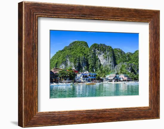 Bay of El Nido with Outrigger Boats, Bacuit Archipelago, Palawan, Philippines-Michael Runkel-Framed Photographic Print