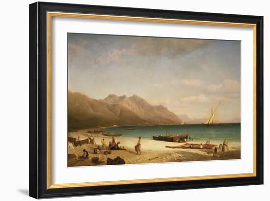 Bay of Salerno, 1858-Albert Bierstadt-Framed Giclee Print