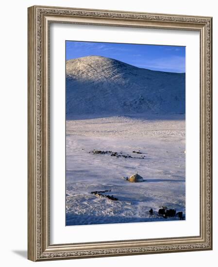 Bayan-Olgii Province, Yurts in Winter, Mongolia-Paul Harris-Framed Photographic Print