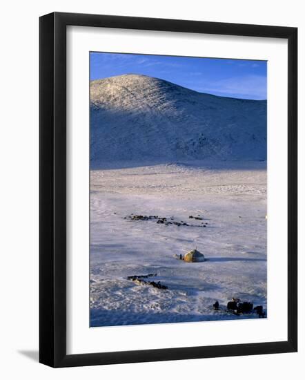 Bayan-Olgii Province, Yurts in Winter, Mongolia-Paul Harris-Framed Photographic Print