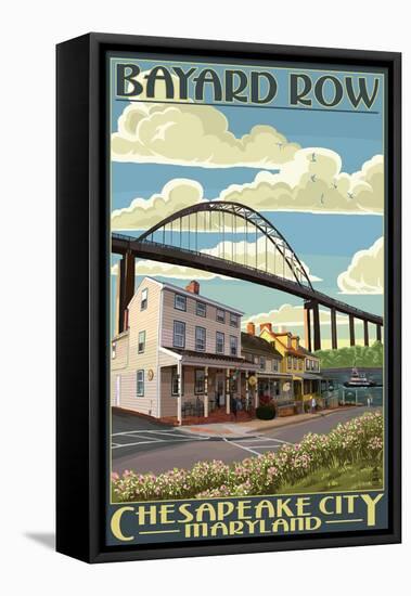 Bayard Row - Chesapeake City, Maryland-Lantern Press-Framed Stretched Canvas