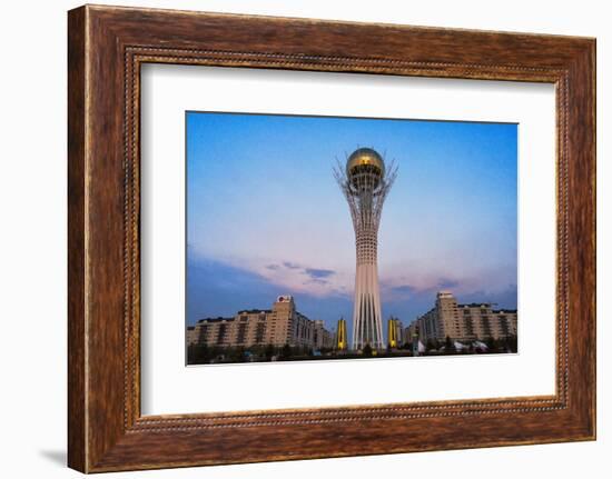 Bayterek Tower representing a poplar tree holding a golden egg. Astana, Kazakhstan.-Keren Su-Framed Photographic Print