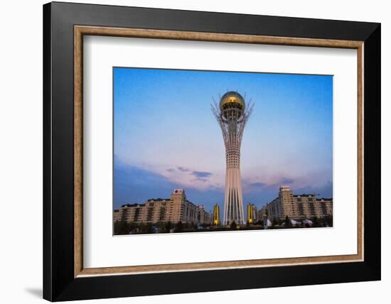 Bayterek Tower representing a poplar tree holding a golden egg. Astana, Kazakhstan.-Keren Su-Framed Photographic Print