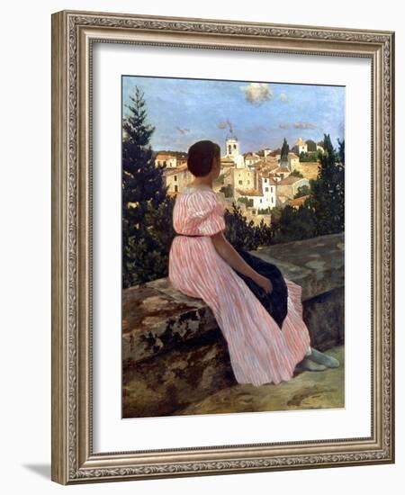 Bazille: Pink Dress, 1864-Frederic Bazille-Framed Giclee Print