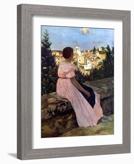 Bazille: Pink Dress, 1864-Frederic Bazille-Framed Giclee Print