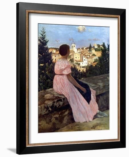 Bazille: Pink Dress, 1864-Frederic Bazille-Framed Giclee Print