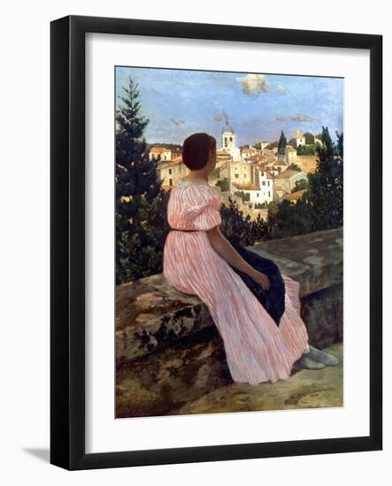 Bazille: Pink Dress, 1864-Frederic Bazille-Framed Giclee Print