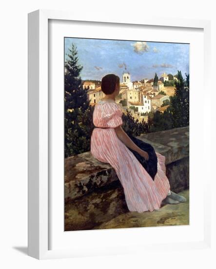 Bazille: Pink Dress, 1864-Frederic Bazille-Framed Giclee Print