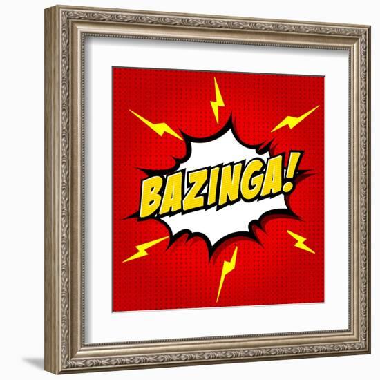 Bazinga! Comic Speech Bubble, Cartoon-jirawatp-Framed Art Print