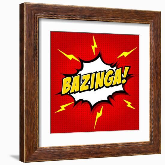 Bazinga! Comic Speech Bubble, Cartoon-jirawatp-Framed Art Print