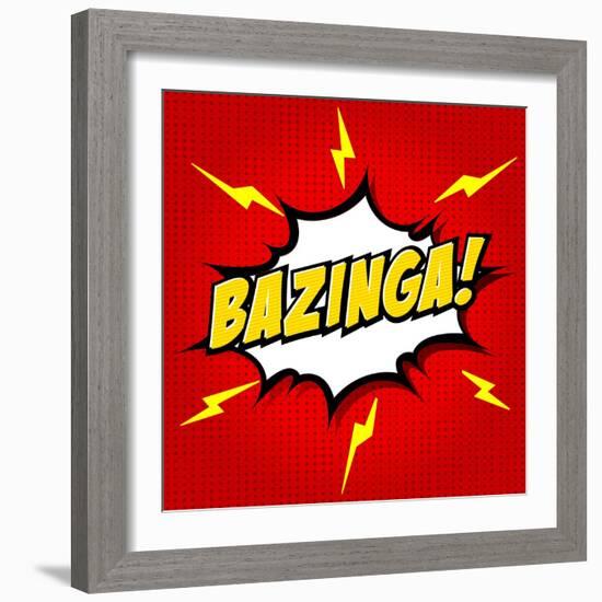 Bazinga! Comic Speech Bubble, Cartoon-jirawatp-Framed Art Print