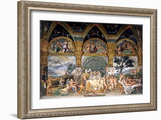 Bbanquet Celebrating the Marriage of Cupid and Psyche from the Sala Di Amore E Psiche, 1527-31-Giulio Romano-Framed Giclee Print