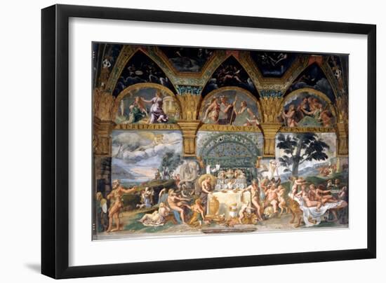 Bbanquet Celebrating the Marriage of Cupid and Psyche from the Sala Di Amore E Psiche, 1527-31-Giulio Romano-Framed Giclee Print