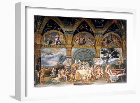 Bbanquet Celebrating the Marriage of Cupid and Psyche from the Sala Di Amore E Psiche, 1527-31-Giulio Romano-Framed Giclee Print