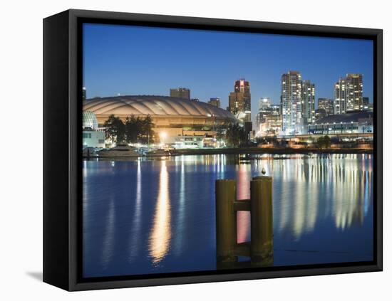 BC Place Stadium and Residential City Buildings, False Creek, Vancouver, British Columbia, Canada-Christian Kober-Framed Premier Image Canvas