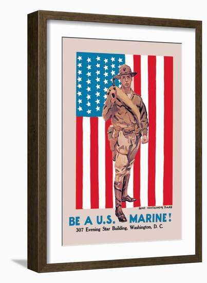 Be a U.S. Marine, Evening Star Building-James Montgomery Flagg-Framed Art Print