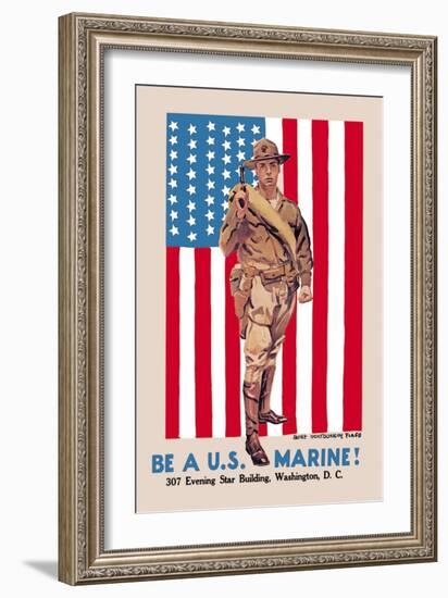 Be a U.S. Marine, Evening Star Building-James Montgomery Flagg-Framed Art Print