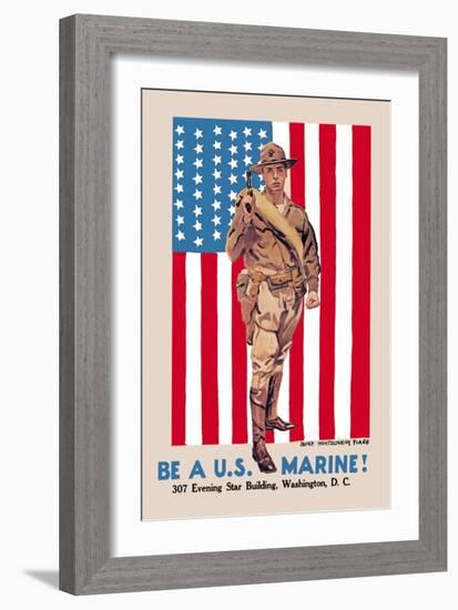 Be a U.S. Marine, Evening Star Building-James Montgomery Flagg-Framed Art Print