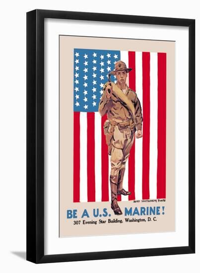 Be a U.S. Marine, Evening Star Building-James Montgomery Flagg-Framed Art Print