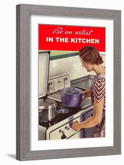 Be an Artist in the Kitchen, Woman Cooking-null-Framed Art Print