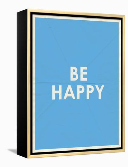 Be Happy Typography-null-Framed Stretched Canvas