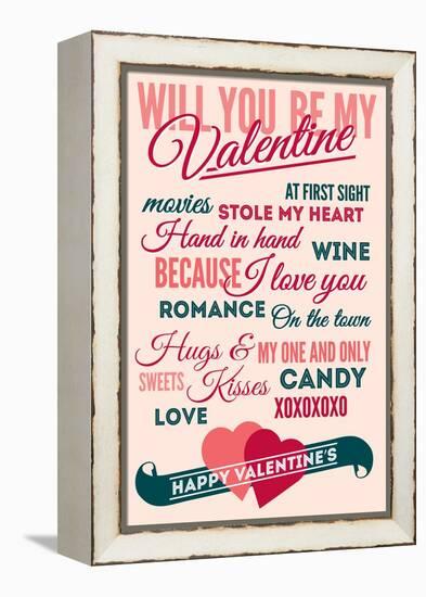 Be Mine - Valentines Day Typography-Lantern Press-Framed Stretched Canvas