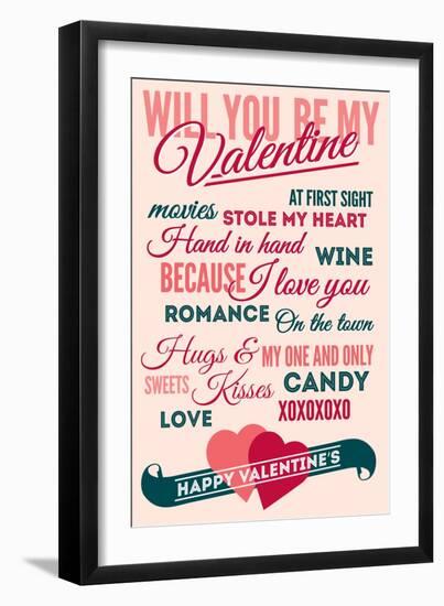 Be Mine - Valentines Day Typography-Lantern Press-Framed Art Print