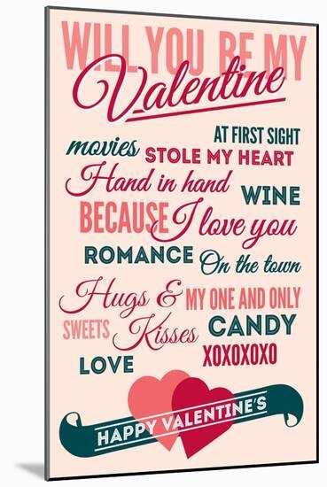 Be Mine - Valentines Day Typography-Lantern Press-Mounted Art Print