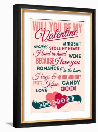 Be Mine - Valentines Day Typography-Lantern Press-Framed Art Print
