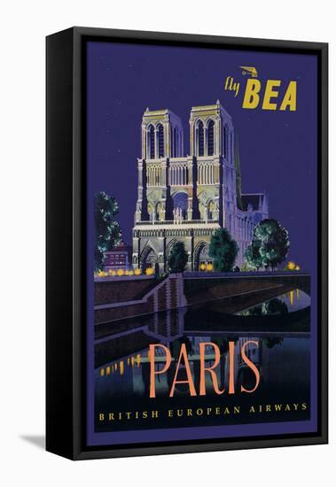 Be Paris and Notre Dame Cathedral-Daphne Padden-Framed Stretched Canvas