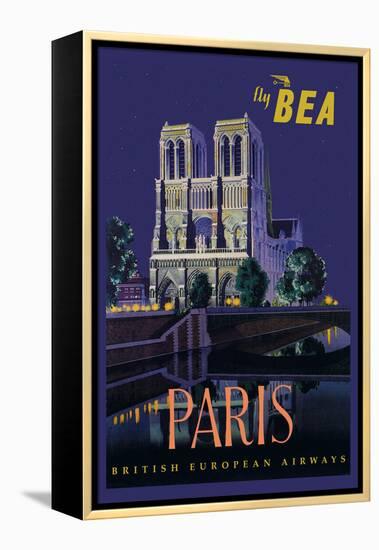 Be Paris and Notre Dame Cathedral-Daphne Padden-Framed Stretched Canvas