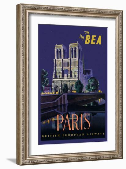 Be Paris and Notre Dame Cathedral-Daphne Padden-Framed Premium Giclee Print