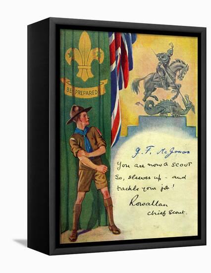 'Be Prepared', Boy Scout Enrolment Card. 1947-English School-Framed Premier Image Canvas