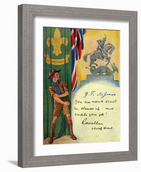 'Be Prepared', Boy Scout Enrolment Card. 1947-English School-Framed Giclee Print