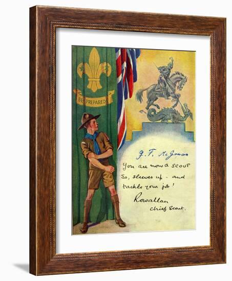 'Be Prepared', Boy Scout Enrolment Card. 1947-English School-Framed Giclee Print