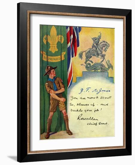 'Be Prepared', Boy Scout Enrolment Card. 1947-English School-Framed Giclee Print