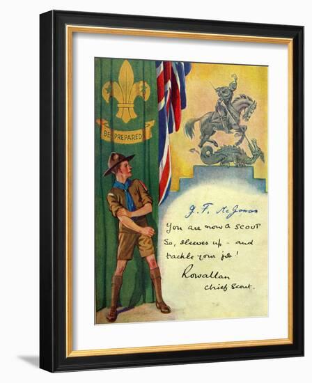 'Be Prepared', Boy Scout Enrolment Card. 1947-English School-Framed Giclee Print