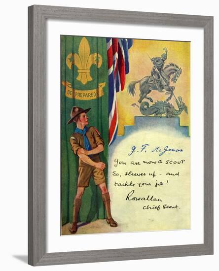 'Be Prepared', Boy Scout Enrolment Card. 1947-English School-Framed Giclee Print