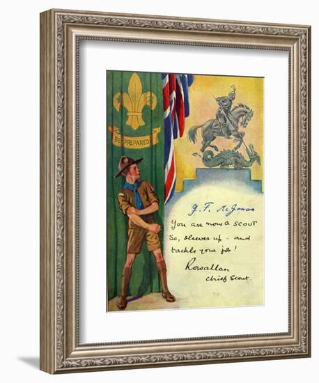 'Be Prepared', Boy Scout Enrolment Card. 1947-English School-Framed Giclee Print