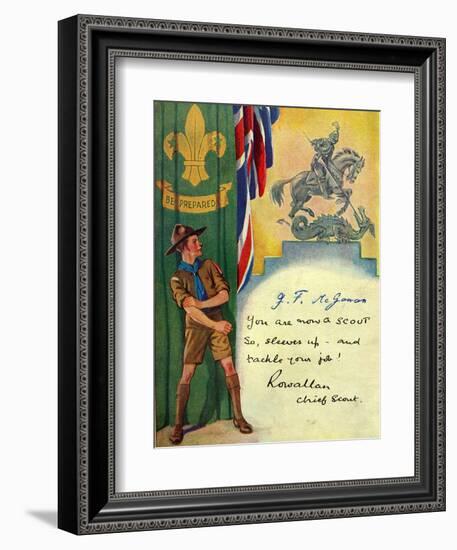 'Be Prepared', Boy Scout Enrolment Card. 1947-English School-Framed Giclee Print