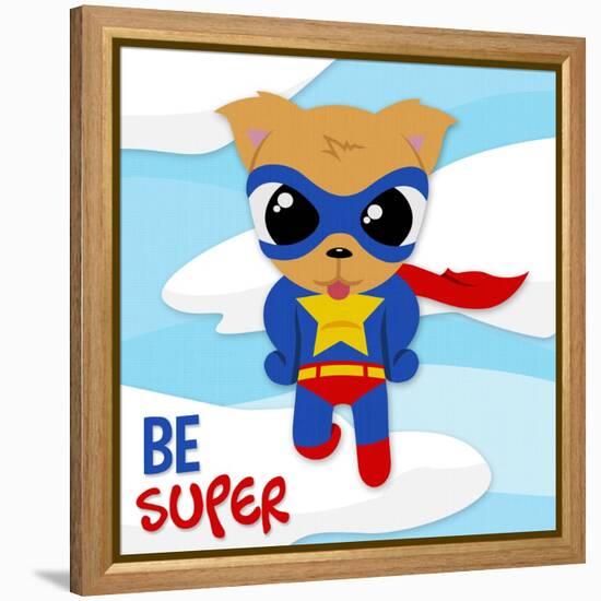 Be Super Dog-Jace Grey-Framed Stretched Canvas