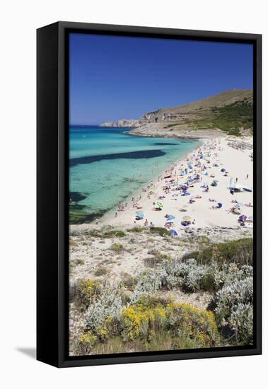 Beach and Bay of Cala Mesquita, Capdepera, Majorca (Mallorca)-Markus Lange-Framed Premier Image Canvas