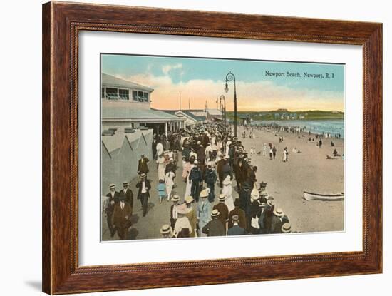 Beach and Boardwalk, Newport, Rhode Island-null-Framed Art Print