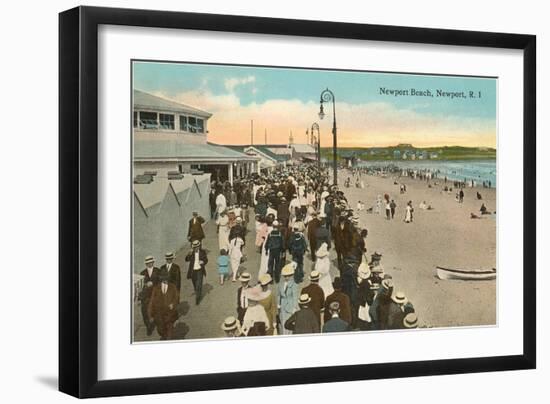 Beach and Boardwalk, Newport, Rhode Island-null-Framed Art Print