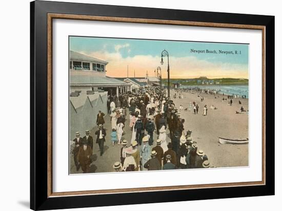 Beach and Boardwalk, Newport, Rhode Island-null-Framed Art Print