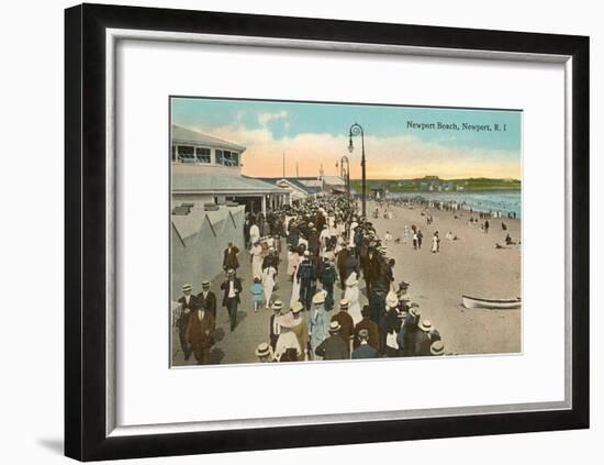 Beach and Boardwalk, Newport, Rhode Island-null-Framed Art Print